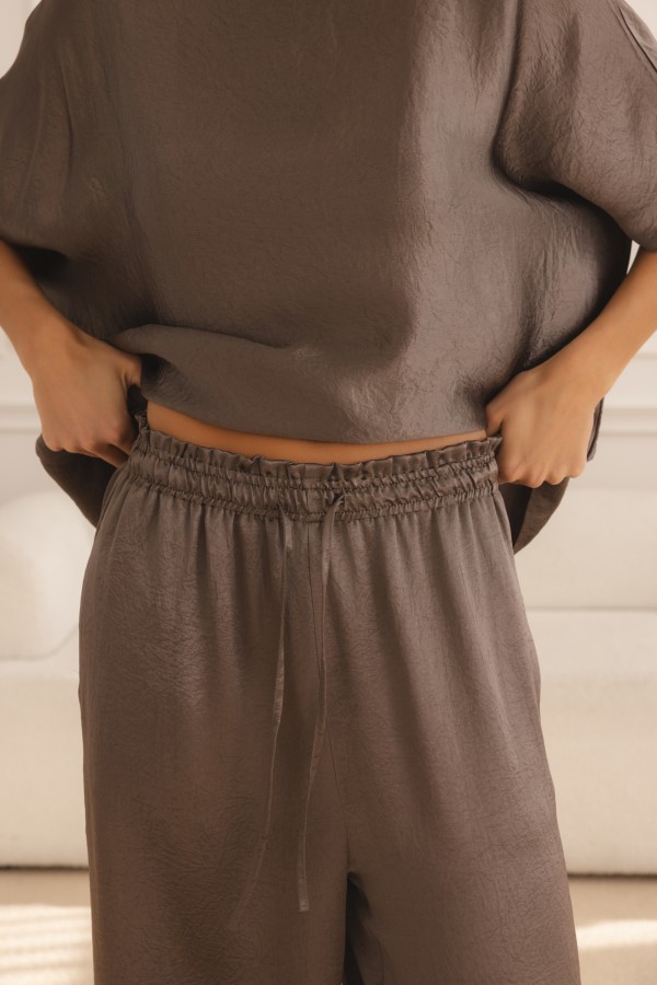 Stella Satin Trousers Brown