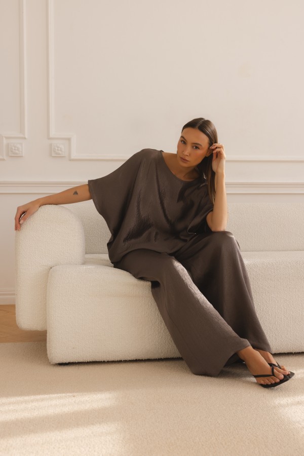 Stella Satin Trousers Brown