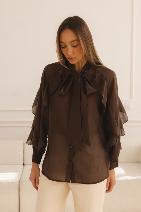 Hudson Ruffle Shirt Brown
