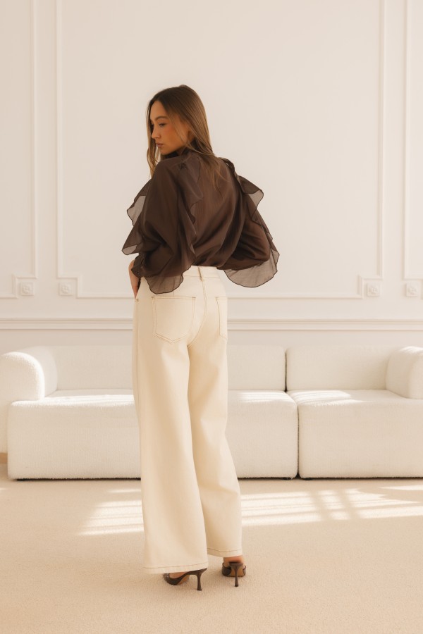 Hudson Ruffle Shirt Brown