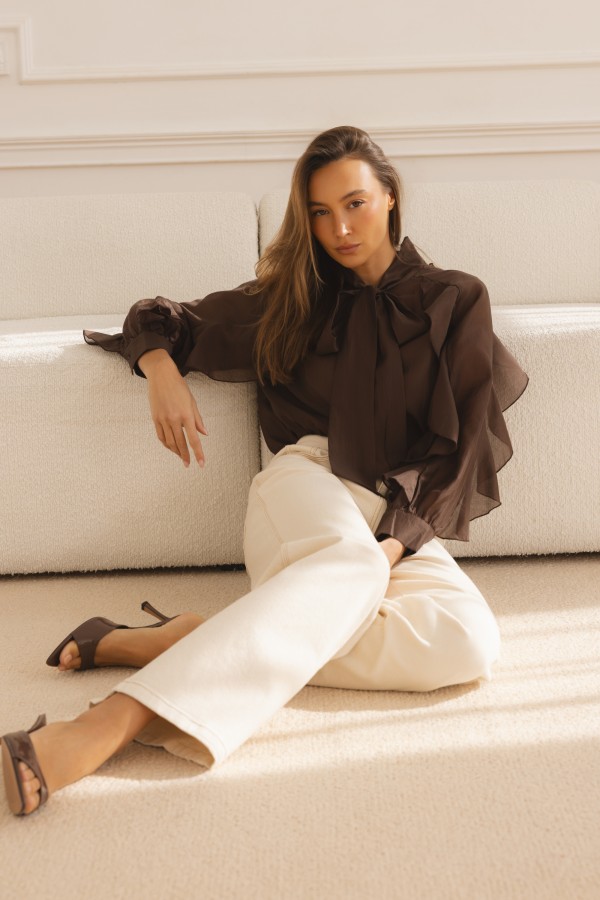 Hudson Ruffle Shirt Brown
