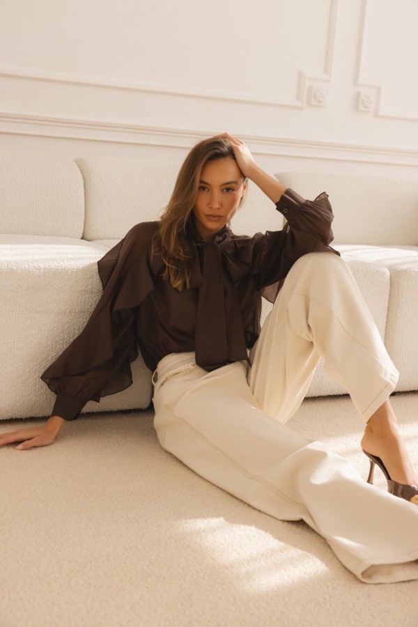 Hudson Ruffle Shirt Brown