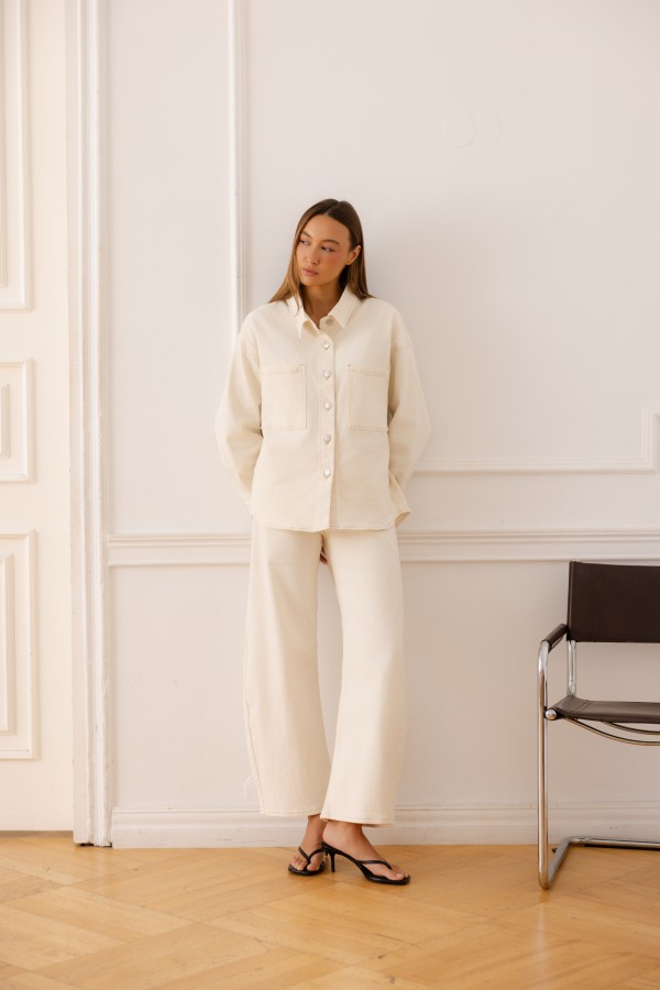KT6122B Spodnie Jeansowe Barrel Cream