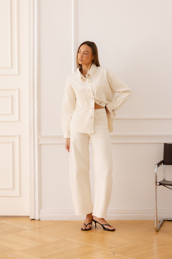 KT6122B Spodnie Jeansowe Barrel Cream