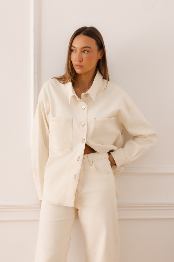 KT6122B Spodnie Jeansowe Barrel Cream