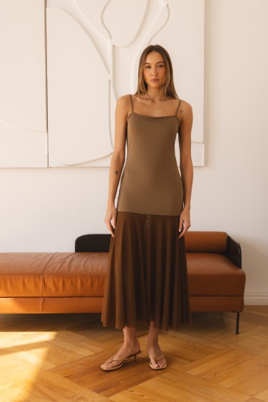 Selina Strappy Dress Brown