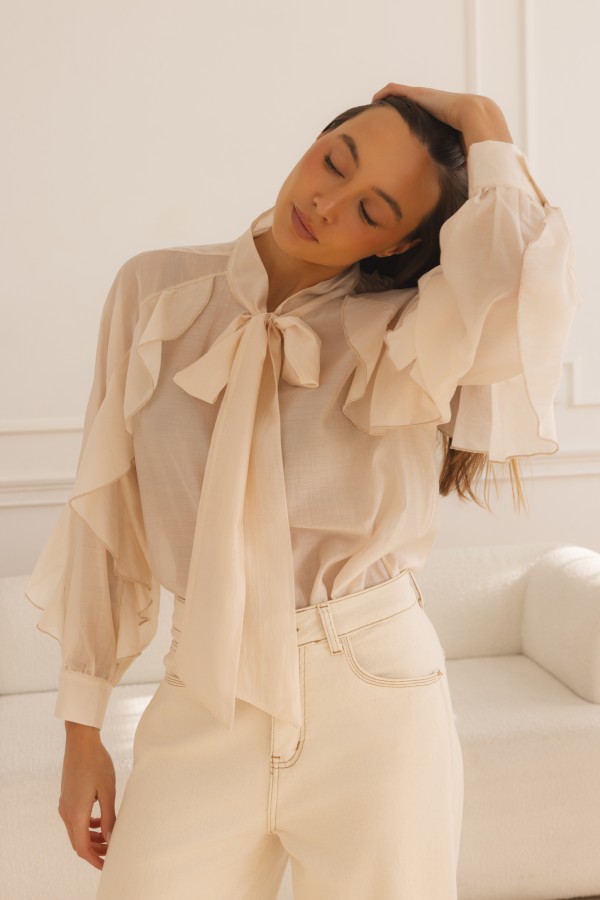 Hudson Ruffle Shirt Cream
