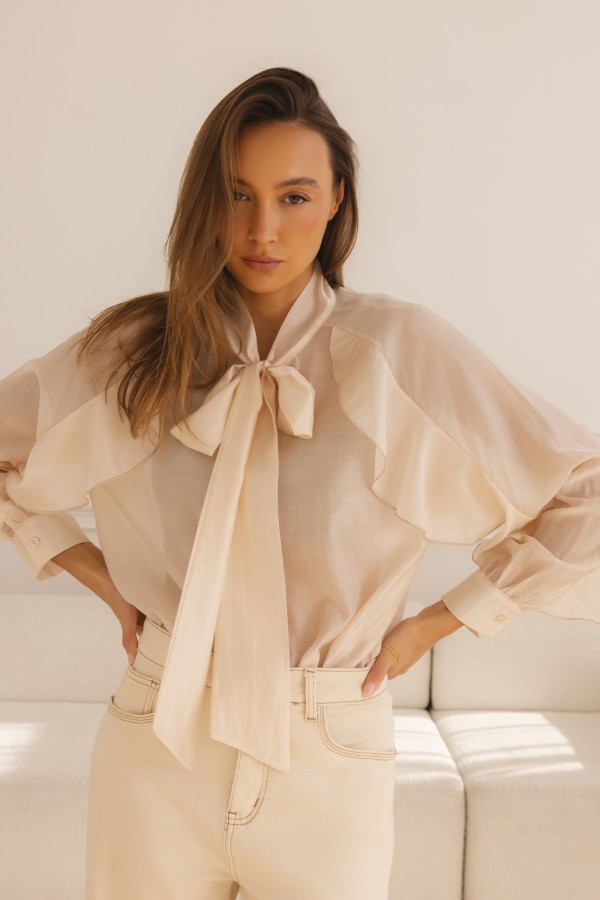 Hudson Ruffle Shirt Cream