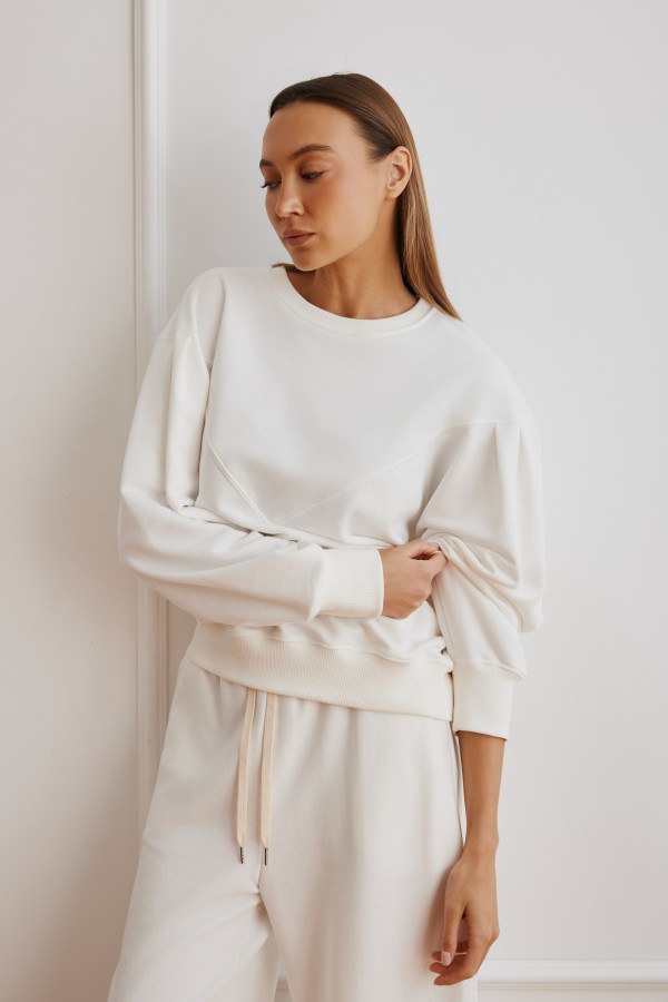 Eleonora White Ruffle Sweatshirt