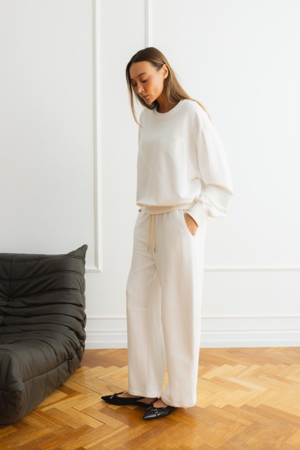 Eleonora Spodnie Bawełniane Wide Leg Białe
