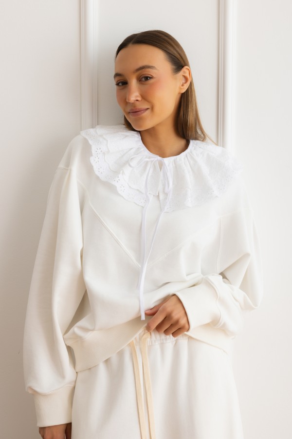 Eleonora Spodnie Bawełniane Wide Leg Białe