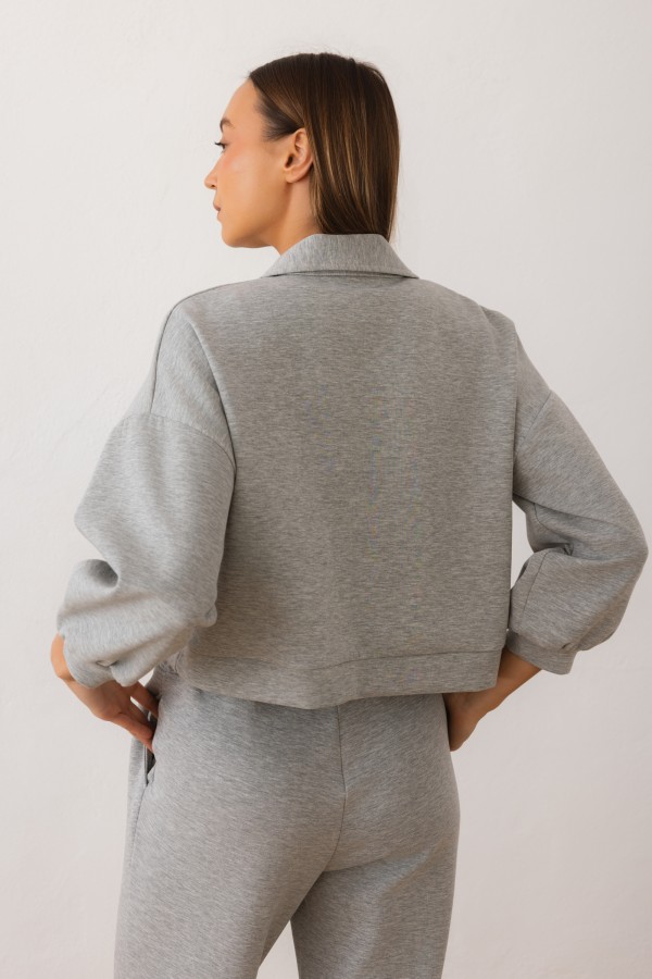 Caspian Bluza O Krótszym Kroju Szara