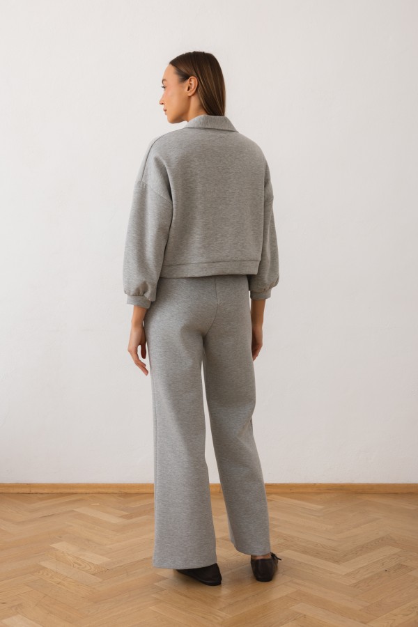 Caspian Spodnie Dresowe Wide Leg Szary