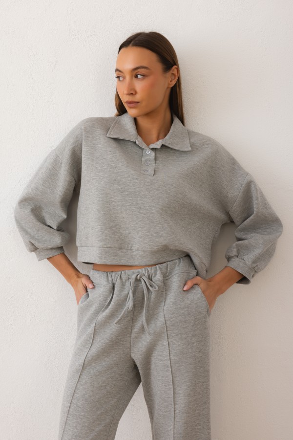 Caspian Spodnie Dresowe Wide Leg Szary