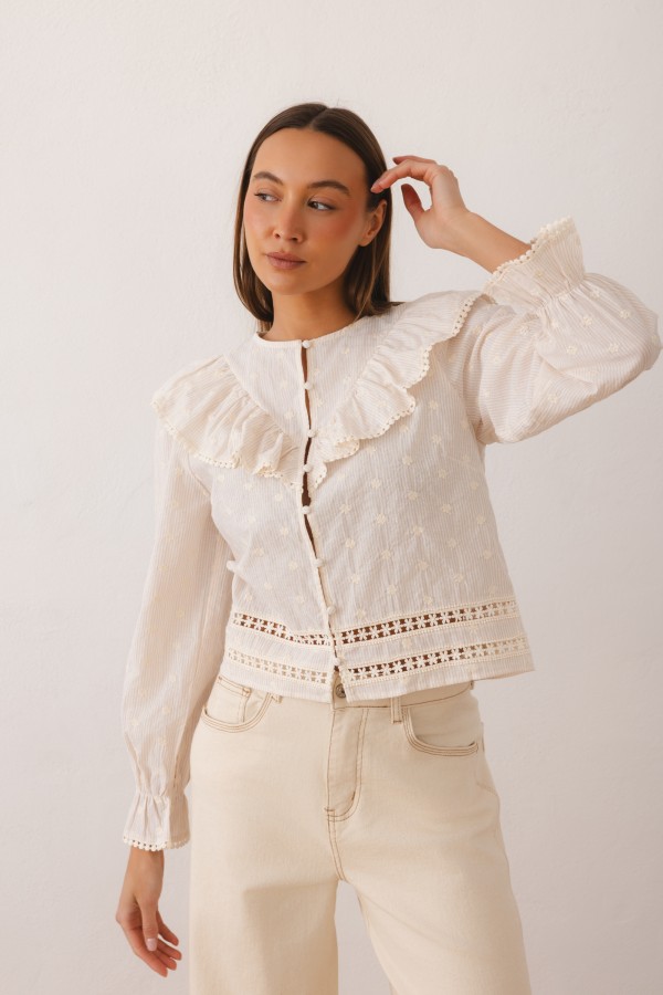 Daphne Shirt Embroidered Beige