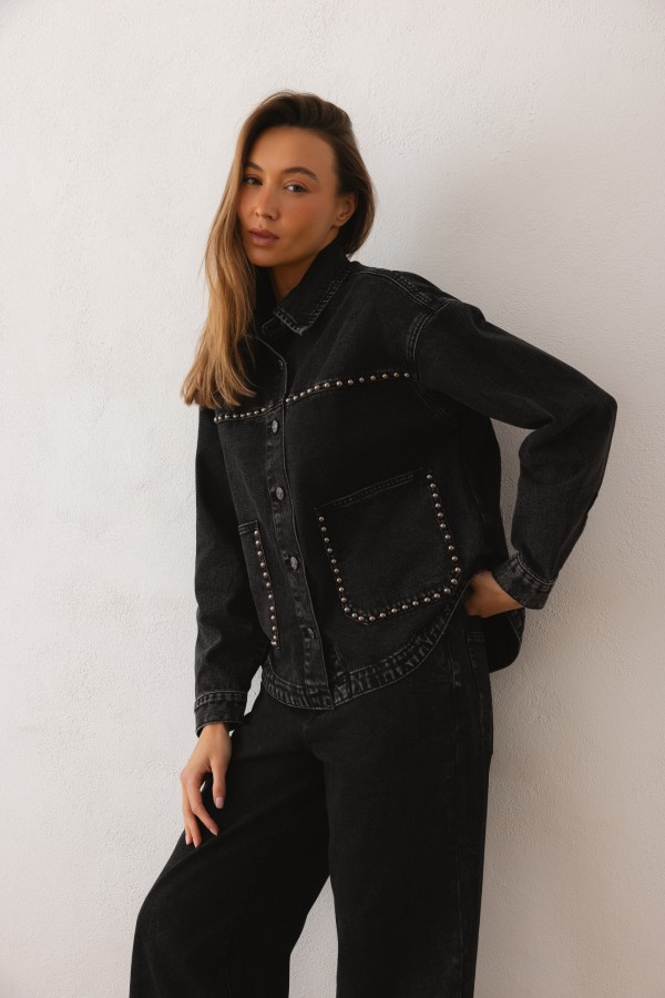 W3857 Spodnie Jeansowe Wild Leg Black