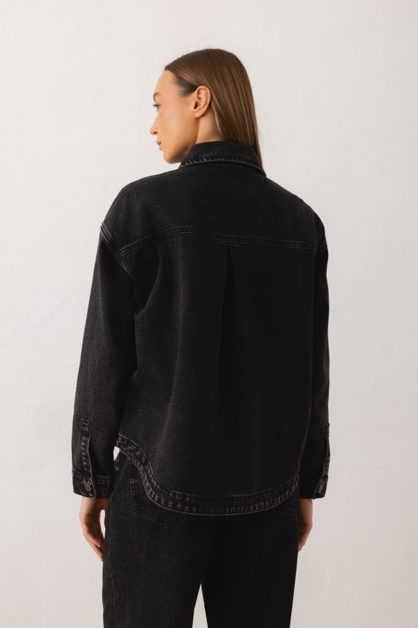 W3889 Denim Shirt Black