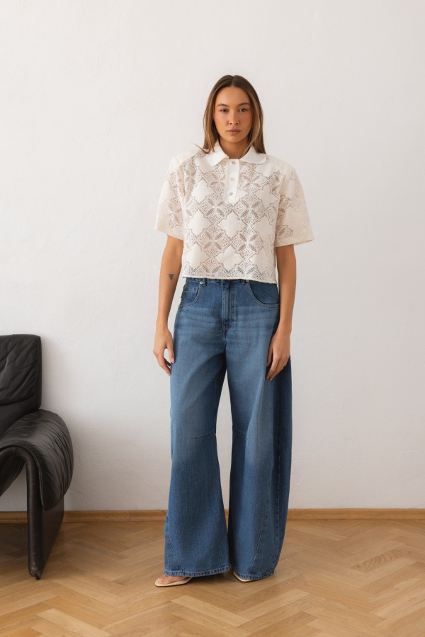 H2671 Spodnie Jeansowe Wide Leg Blue
