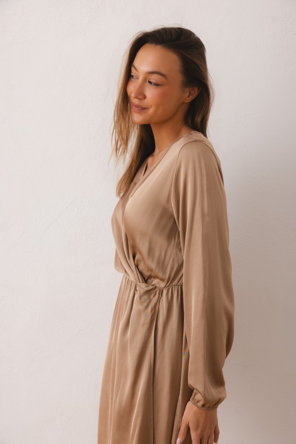 Bernadette Dress Satin Beige