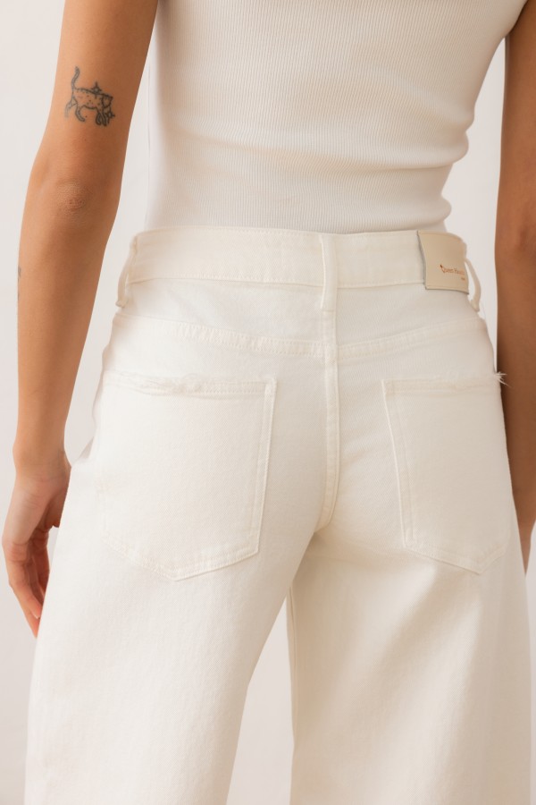 W3902 Spodnie Jeansowe Wide Leg White