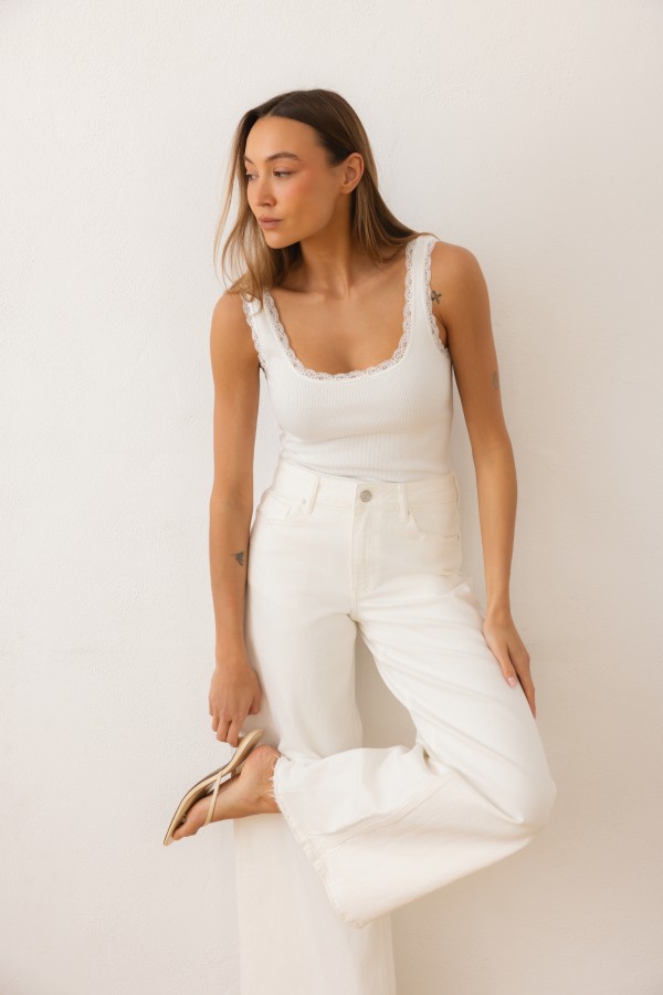 W3902 Jeans Wide Leg White