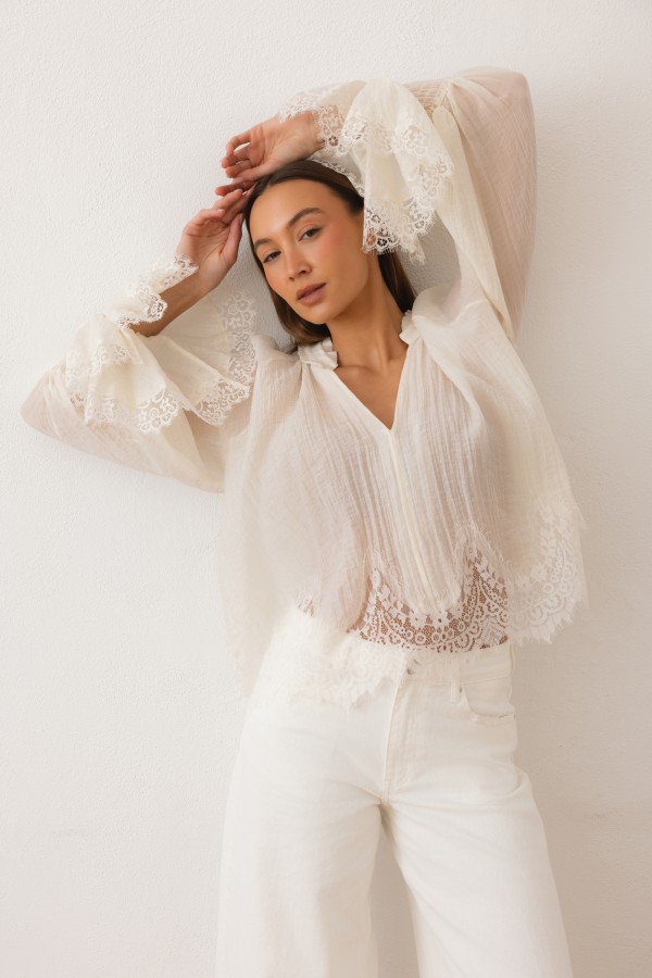 W3902 Spodnie Jeansowe Wide Leg White