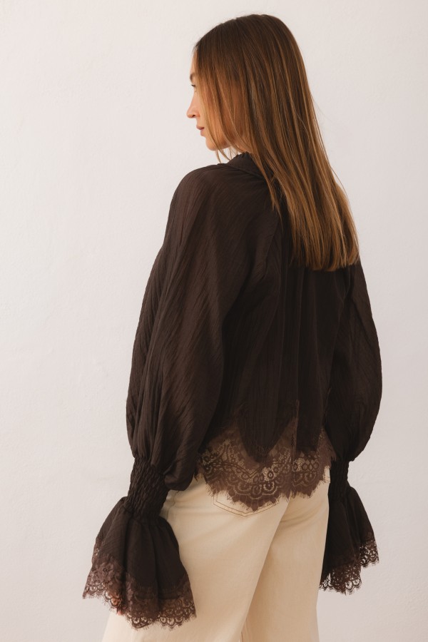 Beatrice Blouse Lace Brown