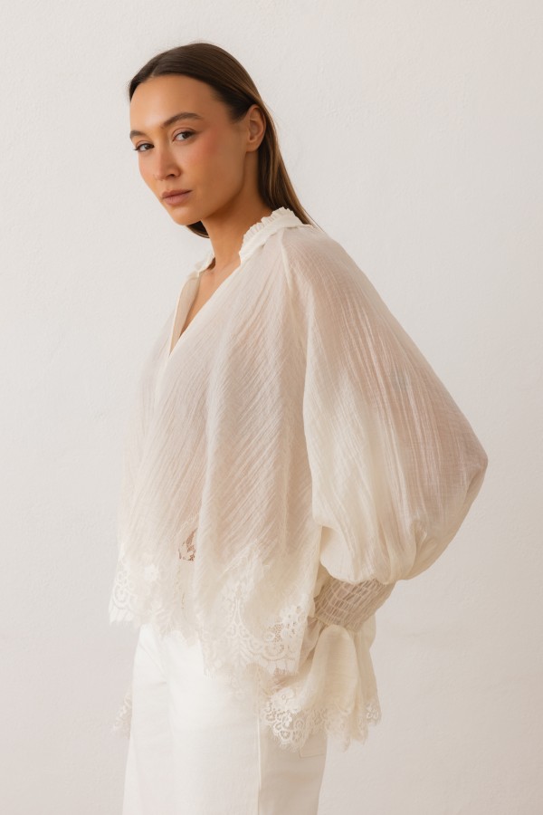 Beatrice Blouse Lace Ecru