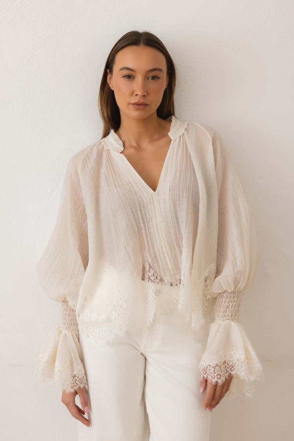 Beatrice Blouse Lace Ecru