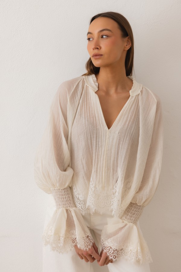 Beatrice Blouse Lace Ecru