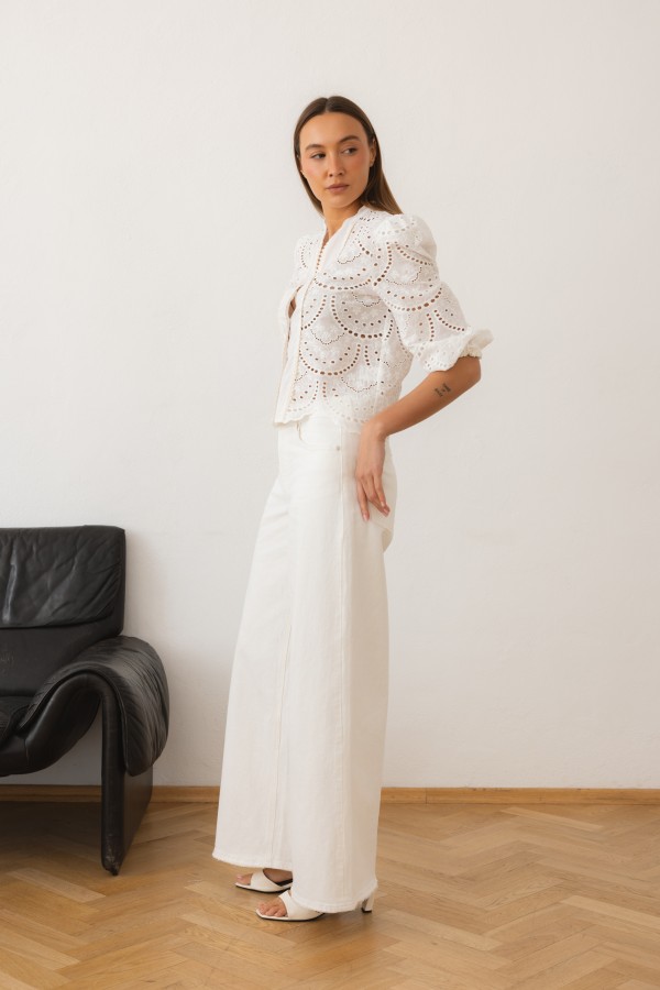 Elodie Shirt Embroidered White