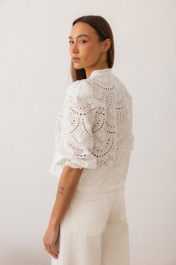 Elodie Shirt Embroidered White