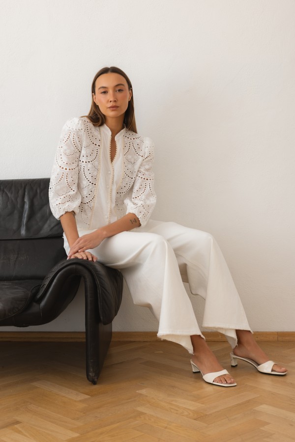 Elodie Koszula Z Haftem Biel