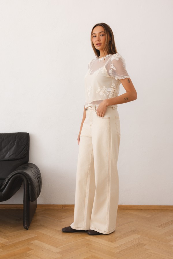 Valentina Embroidered Blouse Cream