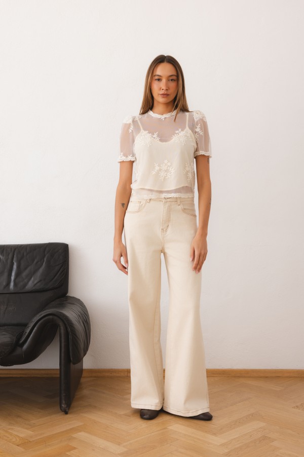 Valentina Embroidered Blouse Cream