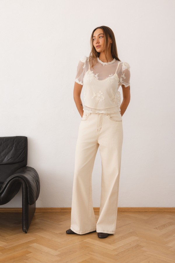 Valentina Embroidered Blouse Cream