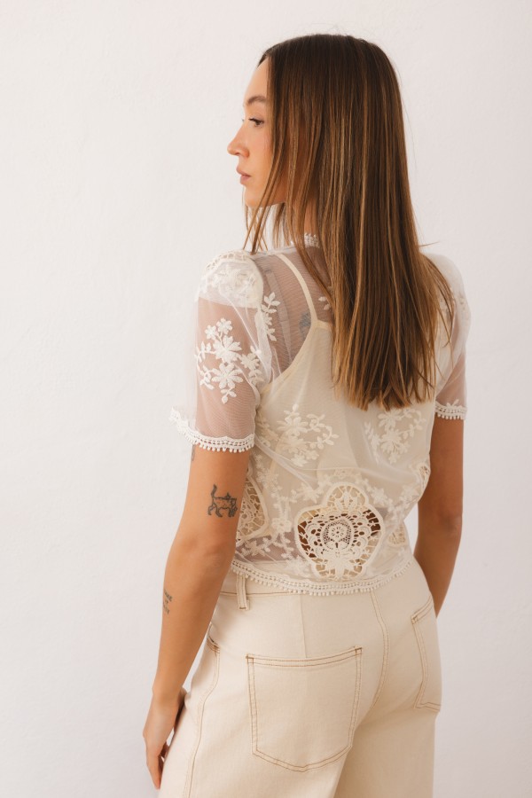 Valentina Embroidered Blouse Cream