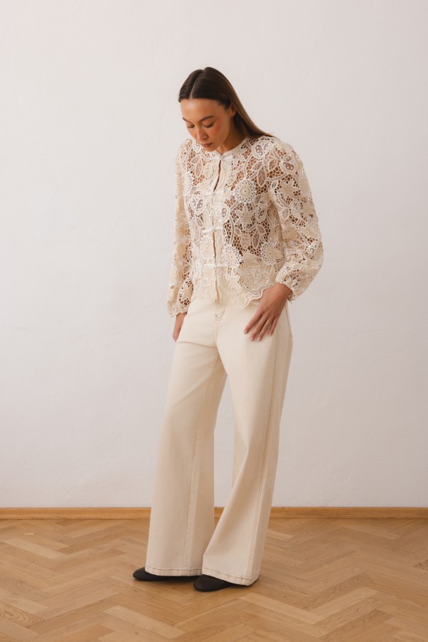 Constance Openwork Blouse Cream