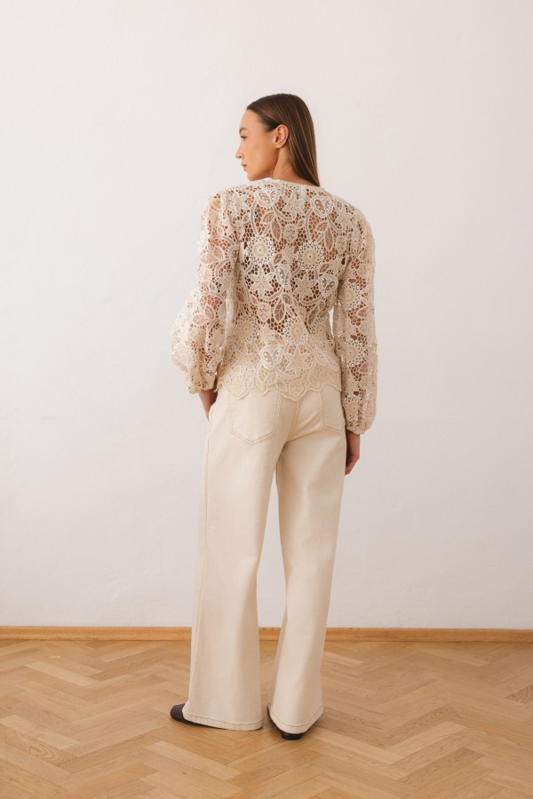Constance Openwork Blouse Cream