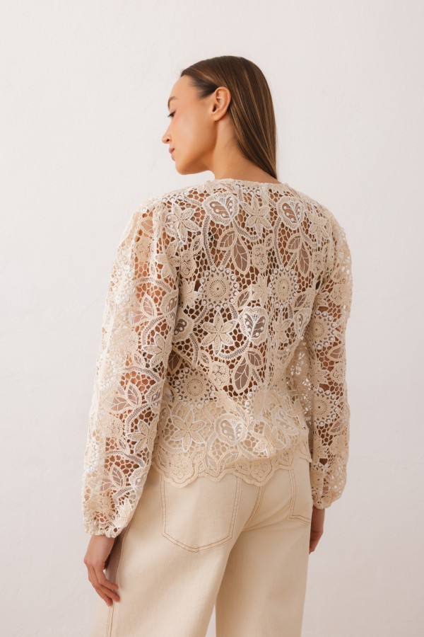Constance Openwork Blouse Cream