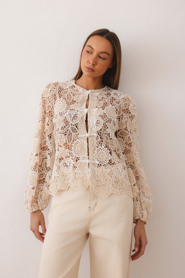 Constance Openwork Blouse Cream