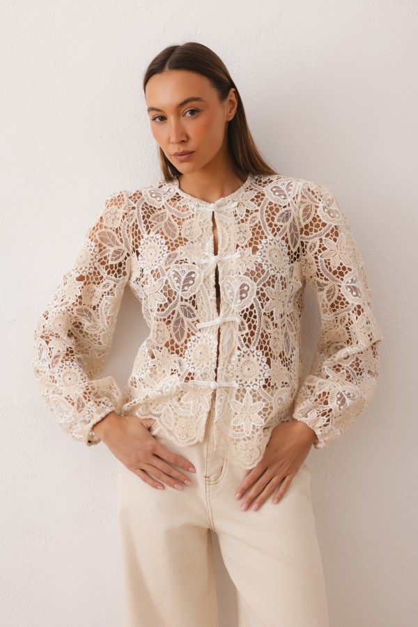 Constance Openwork Blouse Cream