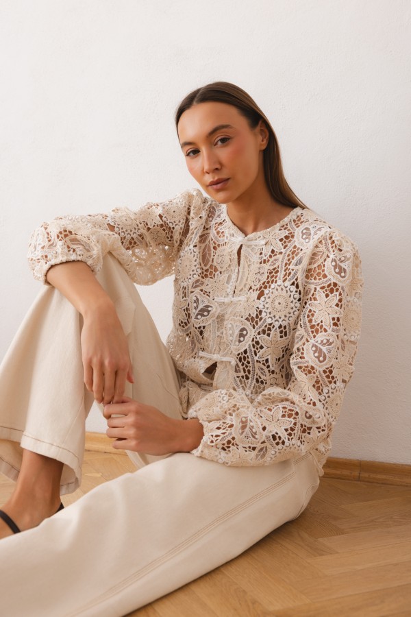 Constance Openwork Blouse Cream