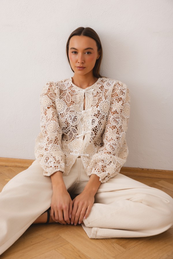 Constance Openwork Blouse Cream