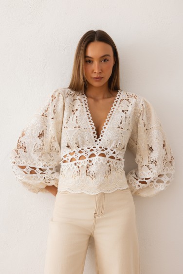 Isolda Blouse Openwork Cream