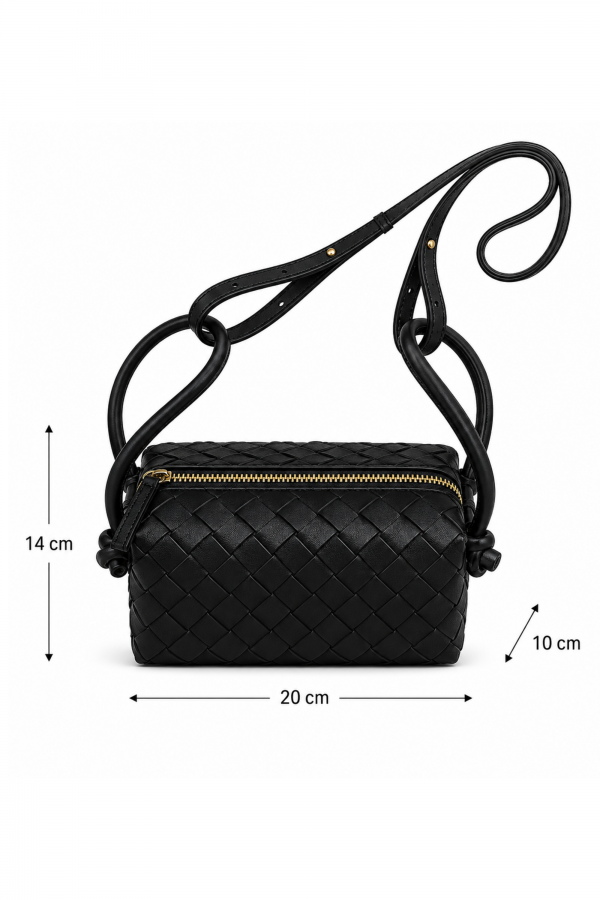 Black Woven Leather Bag
