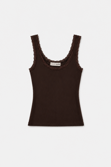 Ria Top With Lace Brown