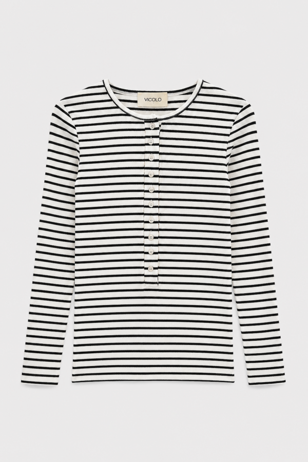 Pearl Blouse Striped Black