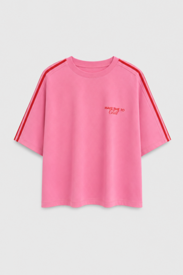 Chilli T-shirt Z Lampasami Róż
