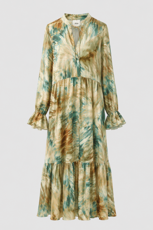 Giovanna Floral Ruffle Dress Khaki